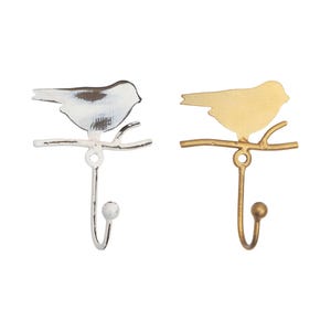 Garderobenhaken Wandhaken Vogel Shabby Chic Weiß Gold H260
