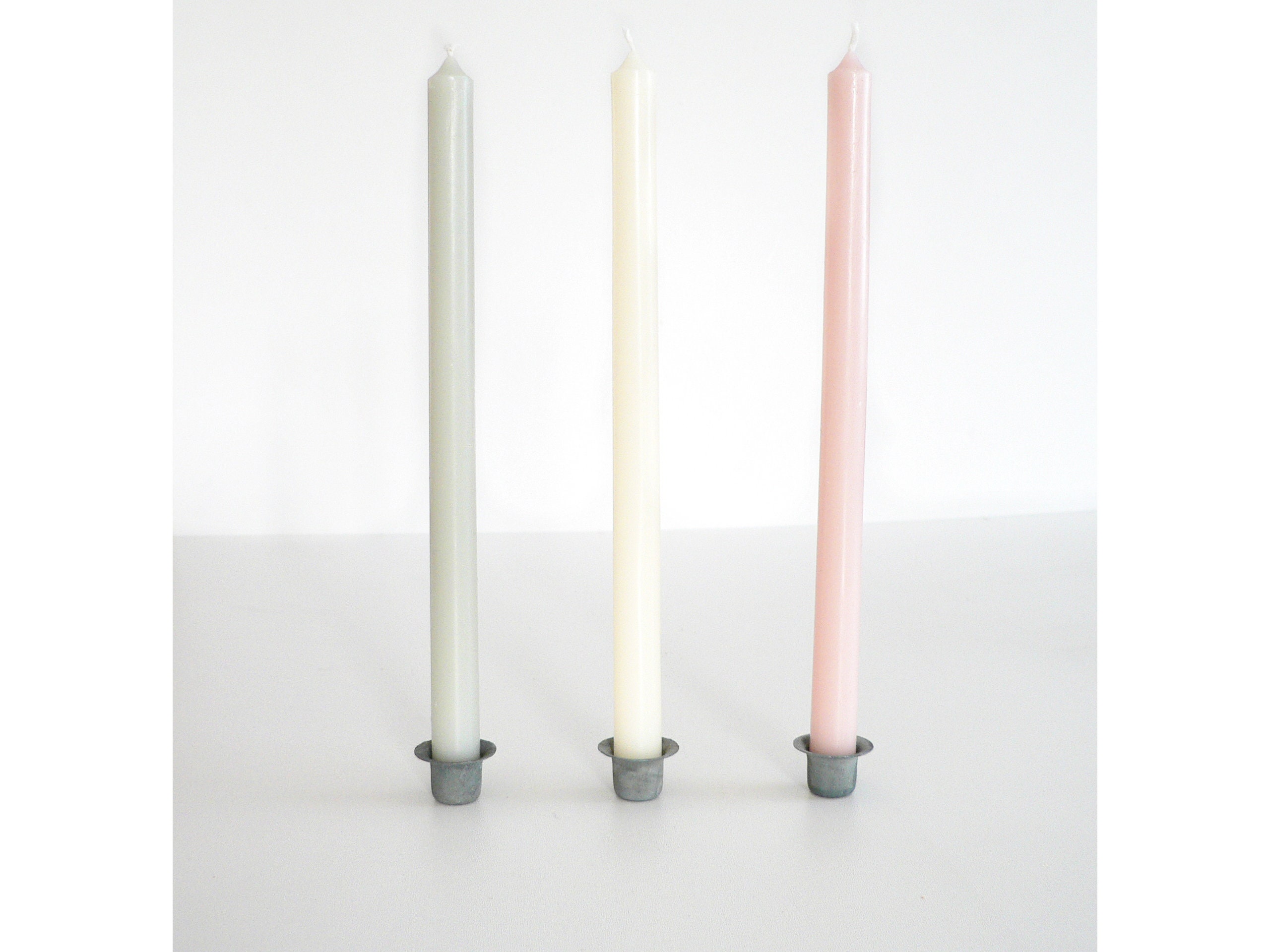 Ib Laursen Bougies en Bâton Mince Pyramidales H 20 cm Ø 13 mm Étroit Long Crème de Paraffine, Vert R