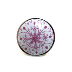 Clayre & Eef Möbelgriff Knopf Knauf Türgriff Schubladengriff Ornament floral ethno Lilie 3 cm 61879