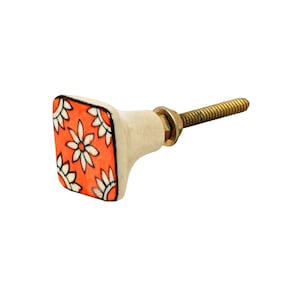 Knob orange square ceramic furniture handle knob door handle drawer handle furniture knob handle 3 cm country house chalet vintage