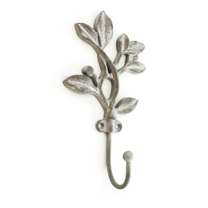 Coat hook tendril floral branch ornament Gray wall hook coat hook country house