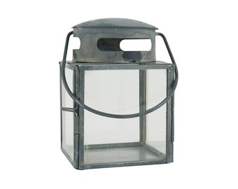 Ib Laursen Lantern 57019-18 Grey Windlight Tealight TeaLight Holder Glass Metal 11 x 7.5 cm Outdoor Garden Terrace Balcony Party