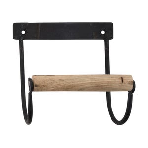 Porte-papier toilette Ib Laursen en métal noir et bois, style vintage, style maison de campagne et industriel