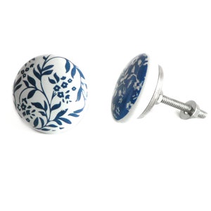 Möbelgriff flach Weiß Keramik Blume floral Knauf Griff Türknopf Schubladengriff