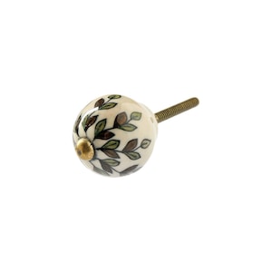 Bouton Drop Céramique KN243 Feuilles Poignée de meuble Bouton Poignée de porte Poignée de tiroir Bouton de meuble Poignée 3 cm Maison de campagne Chalet Vintage