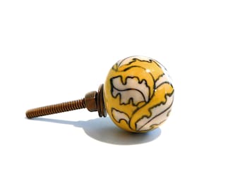 Bouton boule jaune céramique meuble poignée bouton porte poignée tiroir poignée meuble bouton poignée 3 cm maison de campagne chalet vintage