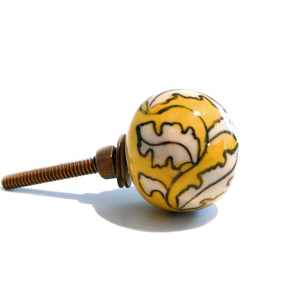 Bouton boule jaune céramique meuble poignée bouton porte poignée tiroir poignée meuble bouton poignée 3 cm maison de campagne chalet vintage