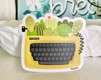 Vintage Typewriter Succulent Planter Sticker | Plant Lady Sticker | Vinyl Sticker | Plant Lover | Cacti Sticker