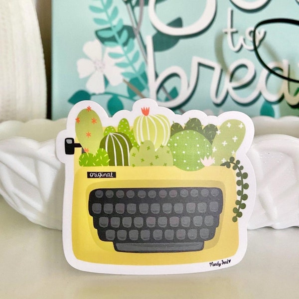 Vintage Typewriter Succulent Planter Sticker | Plant Lady Sticker | Vinyl Sticker | Plant Lover | Cacti Sticker