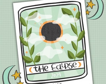 Eclipse Gift Solar Eclipse Art Print Eclipse Tarot Card Wall Art Nature Illustration Eclipse Poster Solar Eclipse Souvenir Art Print