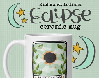 Richmond Indiana 2024 Solar Eclipse Mug Illustrated Eclipse Art Tarot Card Coffee Mug Eclipse Gift Coffee Lover Gift 2024 Eclipse Souvenir