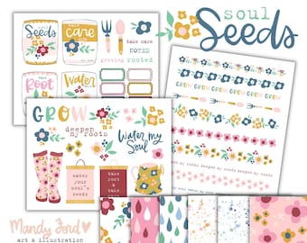 Gardening Stickers & Papers | Scrapbooking, Art Journaling (Printable PDF)