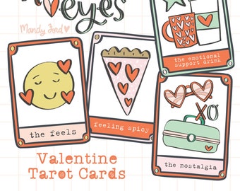 Heart Eyes Printable Tarot Cards | Valentine Oracle Cards | Scrapbooking Printable | Art Journaling | Paper Crafting | Card Making