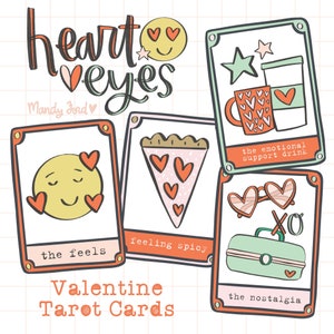 Heart Eyes Printable Tarot Cards Valentine Oracle Cards Scrapbooking Printable Art Journaling Paper Crafting Card Making image 1