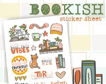 Bookish Sticker Sheet Reading Stickers Book-It Sticker Bookwork Sticker Bookish Gift Bookish Art Sticker TBR List Sticker