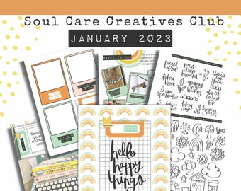 Printable Soul Care Magazine | Self Care Art | Art Journaling Kit | Digital Magazine | Printable Stickers | Planner Printable | BUJO kit