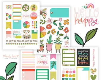 Hello Happy Printable Stickers | Scrapbooking, Planner, Journaling (PDF)