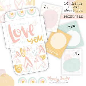 10 coisas que eu amo em você, Dia dos Namorados para imprimir | Presente de Dia dos Namorados | Artesanato em papel | Cartões de registro no diário | Kit de álbum de recortes | Criação de cartões
