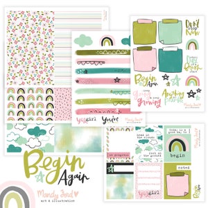 Kit de scrapbooking imprimable recommencer | Autocollants de planificateur | Journal d'art | Artisanat en papier | Scrapbooking | Autocollants de planificateur | Fabrication de cartes