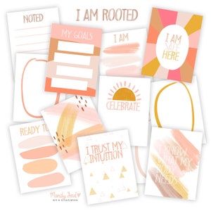 Cartões de registro no diário para impressão | Boho para impressão | Kit de álbum de recortes | Planejador para impressão | Diário de arte | Artesanato de papel | Páginas de bolso