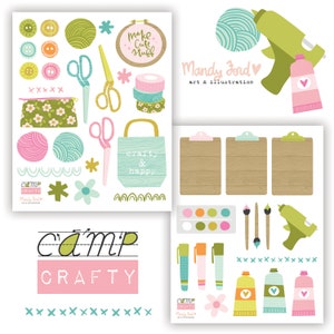 Camp Sticker Craft Camp Crafty Printable Sticker Kit | Papercrafting | Printable Stickers ...