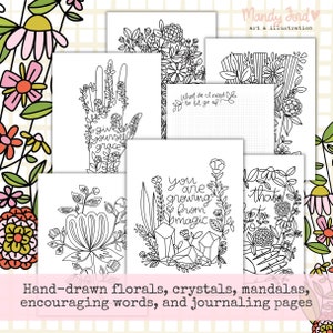 Coloring Book Positive Affirmations Adult Coloring Book Encouraging Coloring Pages Intentions Good Vibes Gift Teen Mental Health Self Care image 2