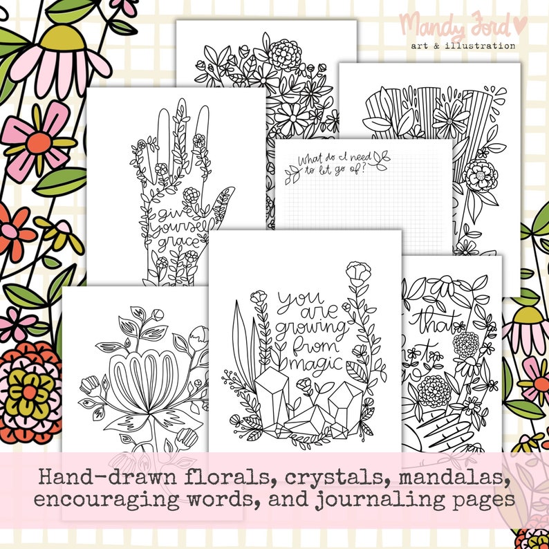 Coloring Book Positive Affirmations Adult Coloring Book Encouraging Coloring Pages Intentions Good Vibes Gift Teen Mental Health Self Care image 2