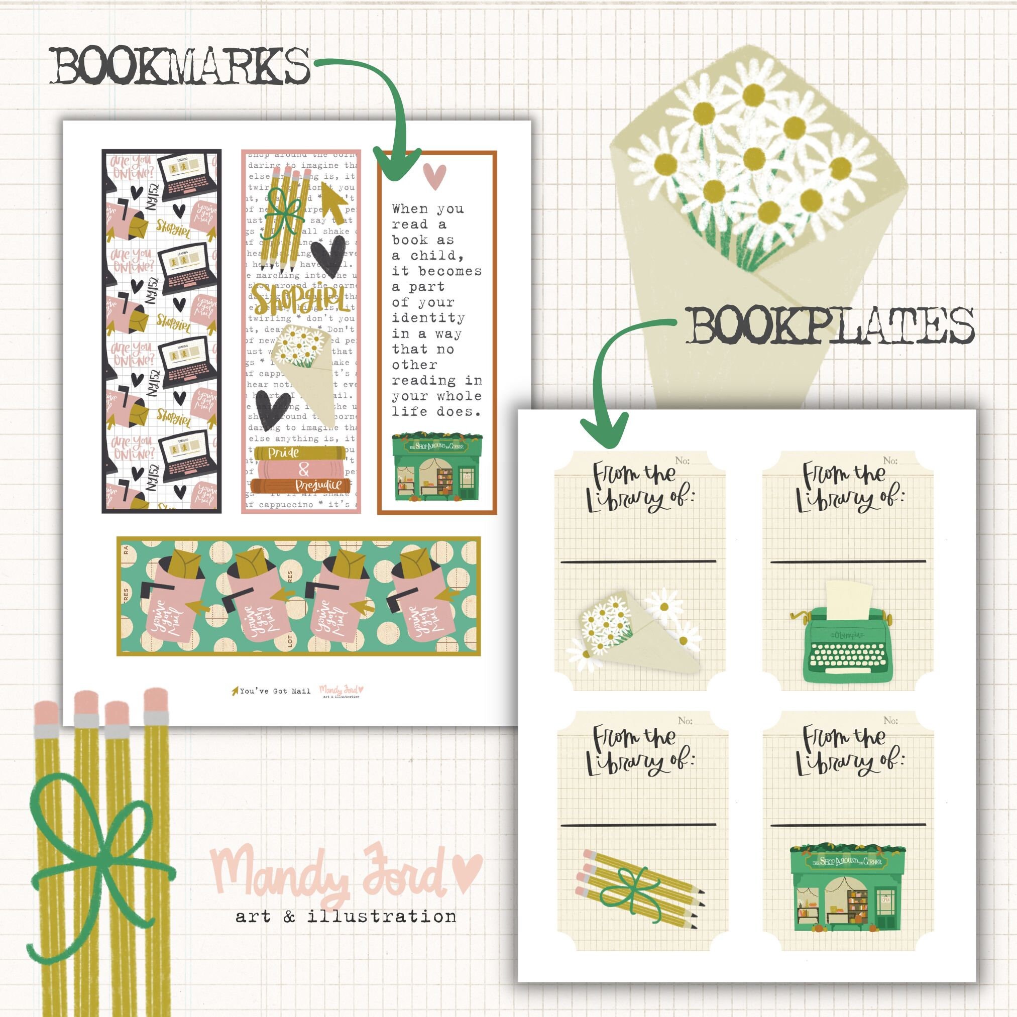 You've Got Mail Printable Kit Bookish Stickers Book Lover