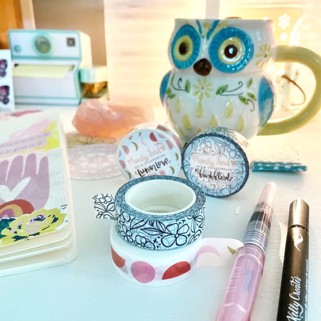 Washi Tape Floral Washi Tape Moon Phase Washi Tape Lunar Tape Scrapbooking Supplies Paper ...