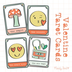 Heart Eyes Printable Tarot Cards Valentine Oracle Cards Scrapbooking Printable Art Journaling Paper Crafting Card Making image 2