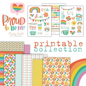 Kit di scrapbooking stampabile "Pride", LGBTQ Paper Crafting Ally, adesivi stampabili per planner, adesivi per art journaling, adesivi per planner, creazione di biglietti