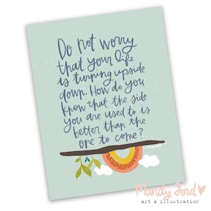 Upside Down Rumi Art Print | Digital Art | Encouraging Quote | Lettering Art | Encouraging Gifts | Rumi Quote | Mindfulness | Rumi Wall Art