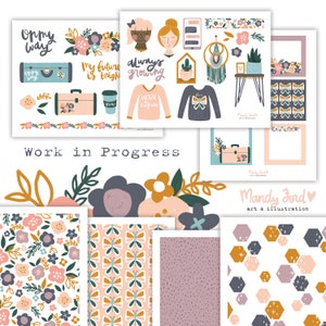 Kit di scrapbooking stampabile Work in Progress / adesivi pianificatore / diario artistico / creazione di carta / scrapbooking