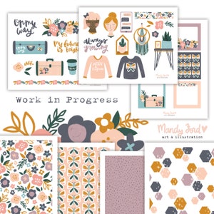 Work in Progress Printable Scrapbooking Kit | Planner Stickers | Art Journaling | Paper Crafting | Scrapbooking