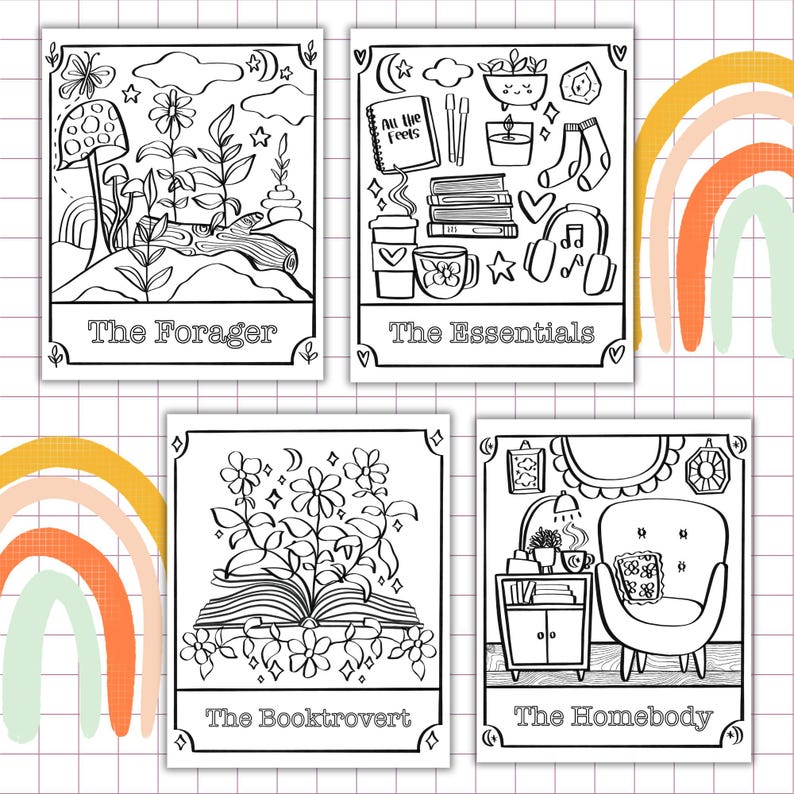 Introvert Essentials Coloring Book, 20 Hand-drawn Pages (PDF) - Etsy
