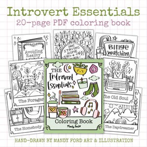 Libro para colorear imprimible para introvertidos (PDF), páginas para colorear, libro para colorear hogareño, libro para colorear del tarot, páginas para colorear de cartas del oráculo, regalo para introvertidos.
