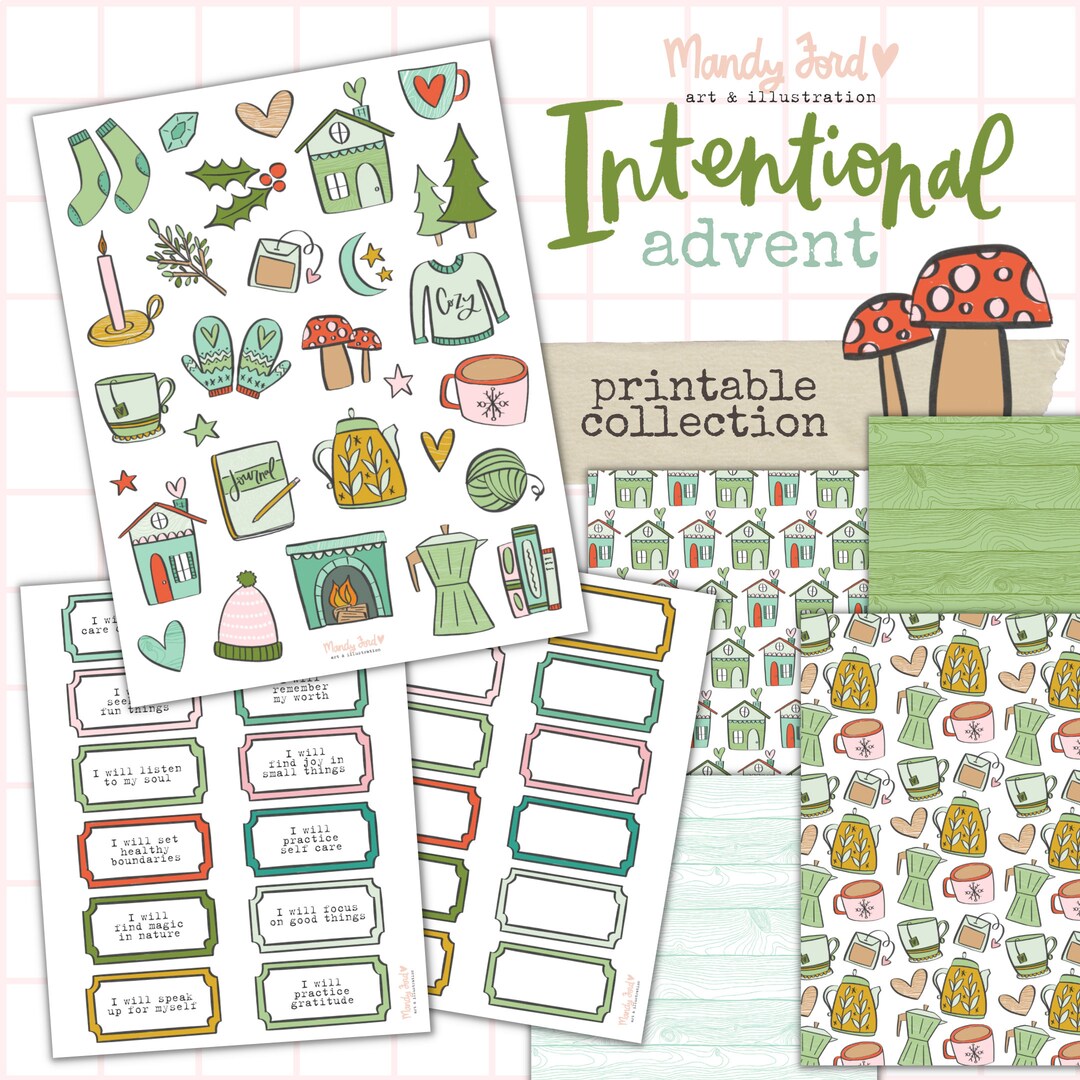 Intentional Advent Printable Kit | Journaling Stickers, Papercraft (PDF ...