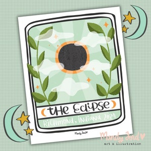 Eclipse Gift Solar Eclipse Art Print Eclipse Tarot Card Wall Art Nature Illustration Eclipse Poster Solar Eclipse Souvenir Art Print image 2