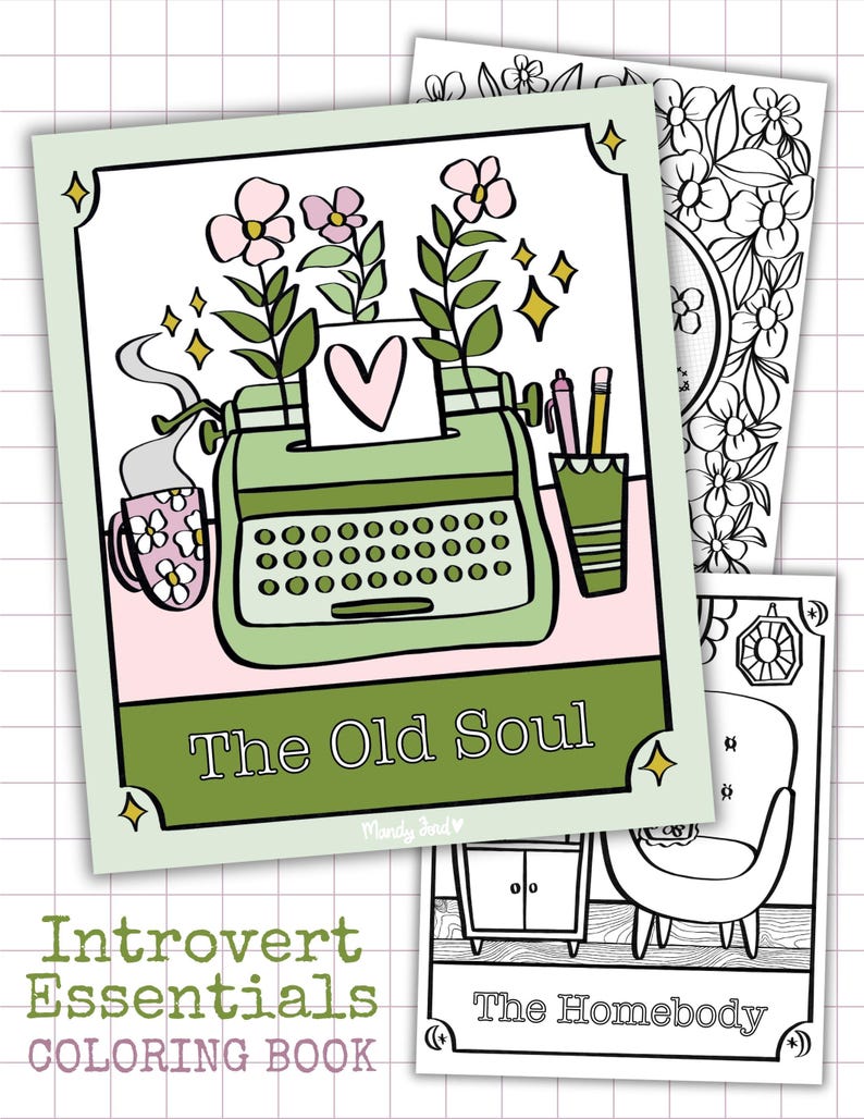 Introvert Essentials Coloring Book, 20 Hand-drawn Pages (PDF) - Etsy