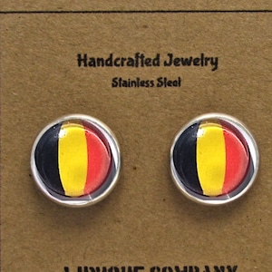 National German Flag 8mm Stainless Steel Stud Earrings
