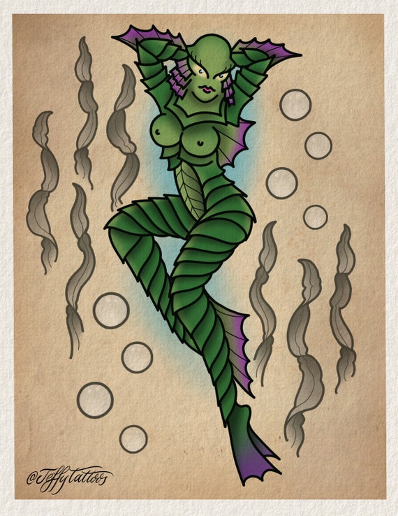Creature Features Pin up Tattoo Flash Inspired by Creature - Etsy