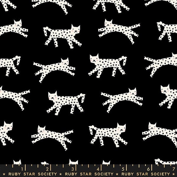 FQ Ruby Star Society Snow Leopard in Black by Rashida Coleman-Hale Fabric Fat Quarter from Darlings 2 OOP HTF