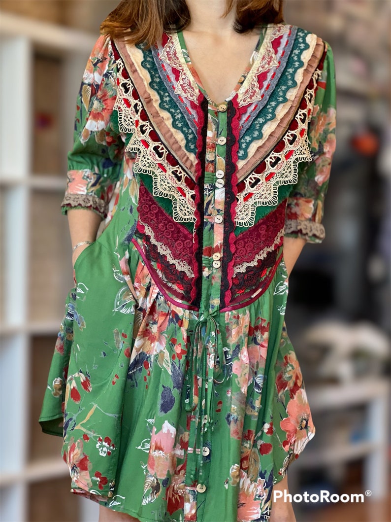 Boho tunic for Anne green gypsy roses katarina Hippie style Boho clothing Tunic dress Bohemian clothing Boho style dresses image 6