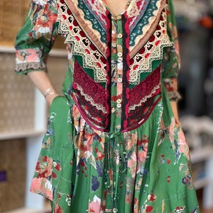 Boho tunic for Anne green gypsy roses katarina Hippie style Boho clothing Tunic dress Bohemian clothing Boho style dresses image 4