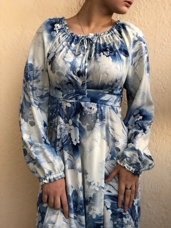 Gypsy Clothing Bohemian Long Dress for Women White Blue Colour - Etsy