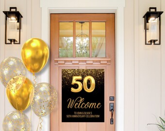 EDITABLE Printable 50th Anniversary Welcome Sign, 16x20, Golden Anniversary Party, Welcome Sign, Canva Template