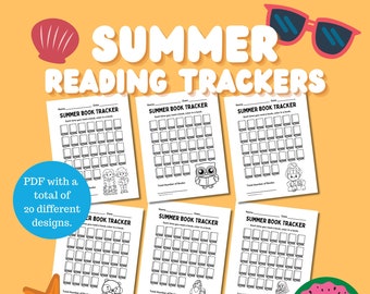 20 Page Printable PDF - Summer Reading Trackers for Students, Teachers, and Homeschoolers - Printable Reading Tracker - Instant Download