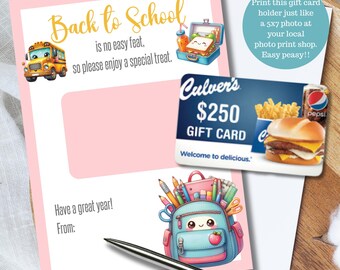 Porta tarjetas de regalo para el regreso a clases para maestros, tarjeta de regalo imprimible, porta tarjetas de regalo para restaurantes de maestros para agradecimiento a los maestros