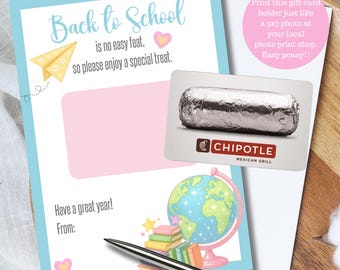 Porta tarjetas de regalo para el regreso a clases para maestros, tarjeta de regalo imprimible, porta tarjetas de regalo para restaurantes de maestros para agradecimiento a los maestros