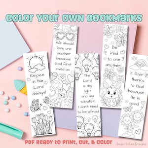 Bible Verse Bookmark Bundle - Set of 5 Printable Color Your Own Christian Bookmarks